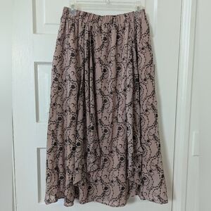 Ruffle Rose And Thorn Pattern Midi Skirt